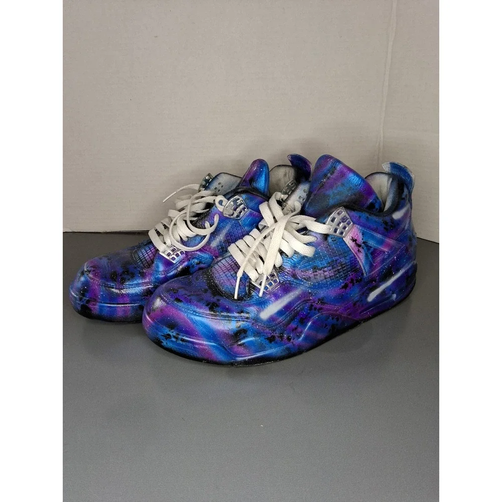 Nike Air Jordan 4 Retro Custom Galaxy Nebula Painted Sneaker Mens10.5 308497-102